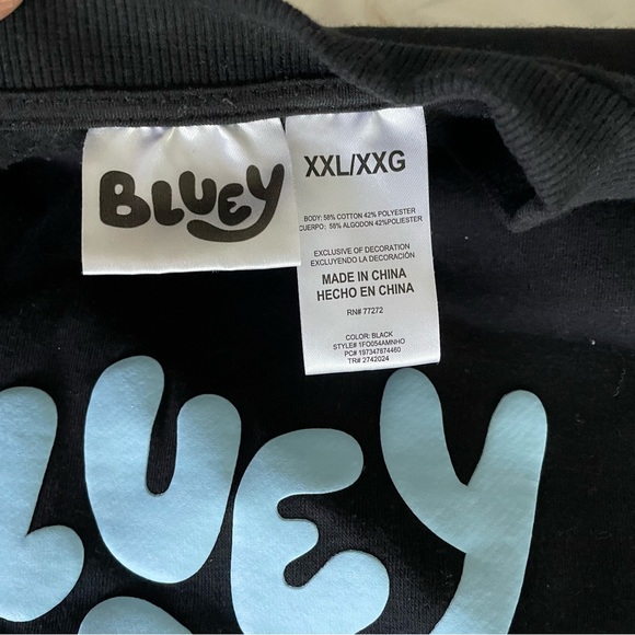 Bluey Sweatshirt crewneck black unisex Sz XXL Bingo - Picture 11 of 12